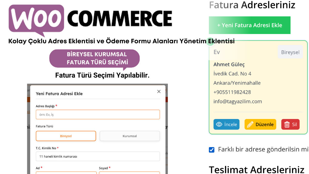 WooCommerce Kolay Çoklu Adres ve Ödeme Formu Alanları Yönetim Eklentisi