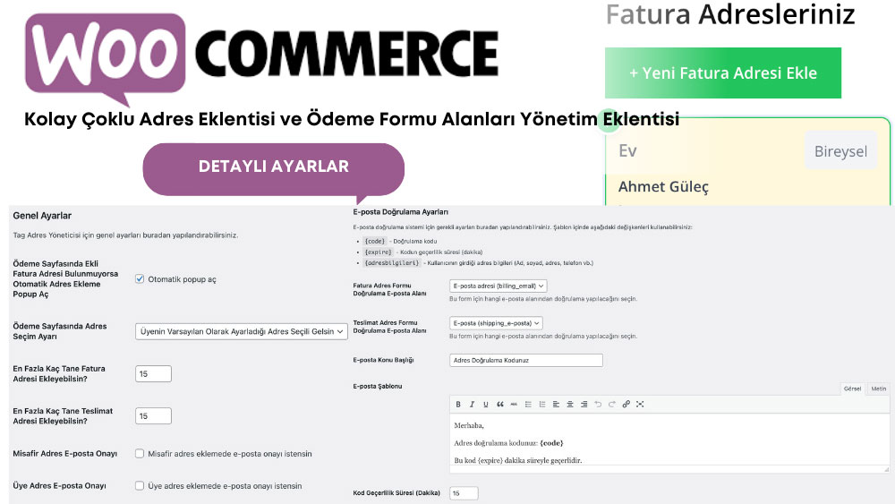 WooCommerce Kolay Çoklu Adres ve Ödeme Formu Alanları Yönetim Eklentisi