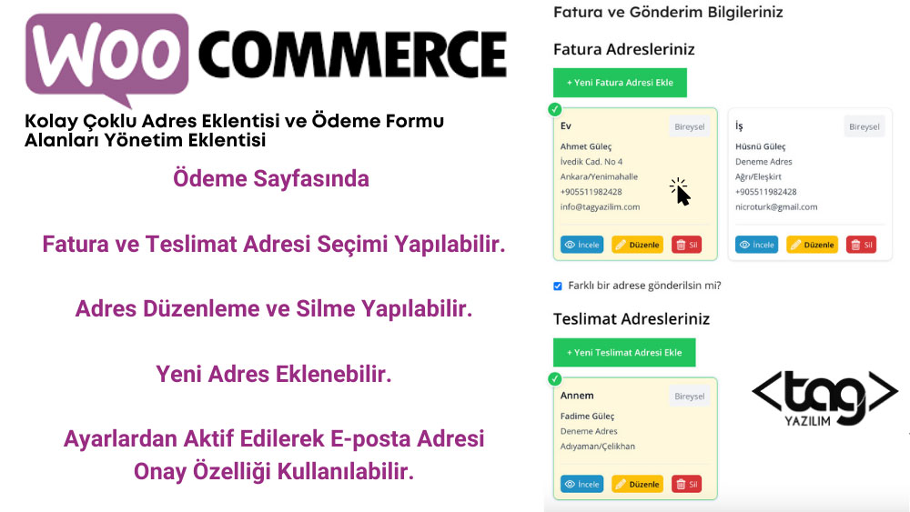 WooCommerce Kolay Çoklu Adres ve Ödeme Formu Alanları Yönetim Eklentisi